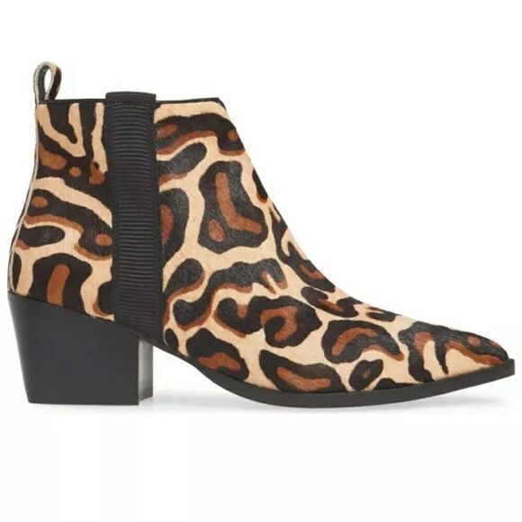 LINEA PAOLO Sevilla II Genuine Calf Hair Leopard  Booties 7.5 - Picture 5 of 10